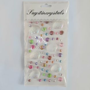 Sea Shell White & Colored Beads Sticker Set