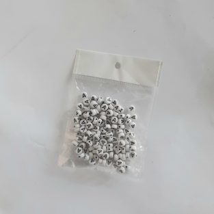 Alphabet Round White  Beads Pack