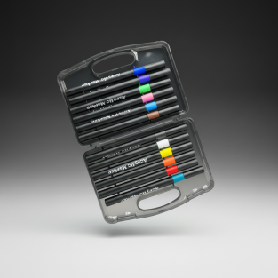 Fine Quality Sleel Design Acrylic Marker Black Box (12Pcs)