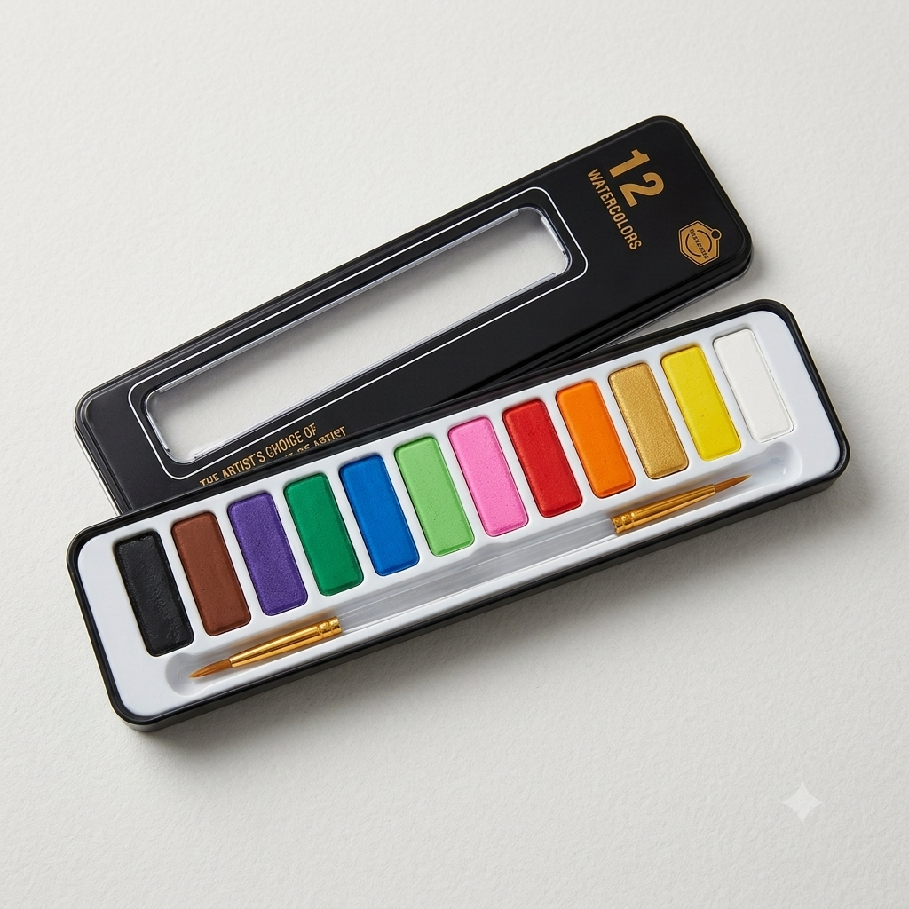 KEEP SMILING SOLID/CAKE WATERCOLOR PAINT SET (12pcs)